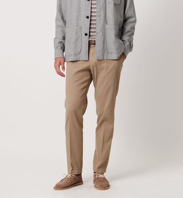 UNITED ARROWS「ピケ ガーメントダイ スリムテーパード ノープリーツパンツ」|チノ|BEIGE