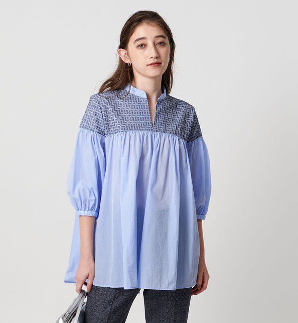 UNITED ARROWS「エンブロイダリー チュニック ‐ウォッシャブル‐」|シャツ・ブラウス|LT.BLUE