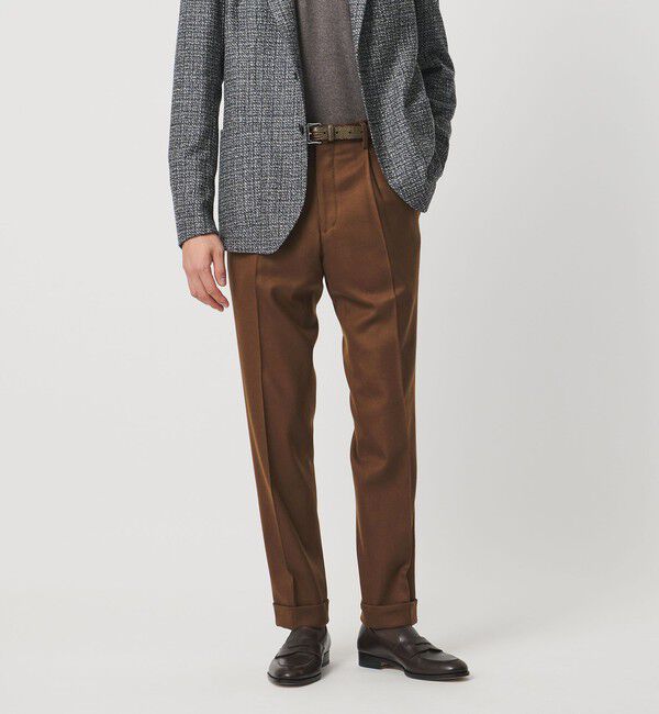 UNITED ARROWS「ライトサキソニー テーパード １プリーツ スラックス ヨコストレッチ」|スラックス|