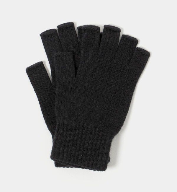 UNITED ARROWS「【別注】＜Johnstons of Elgin＞フィンガーレス ニットグローブ」|手袋|BLACK