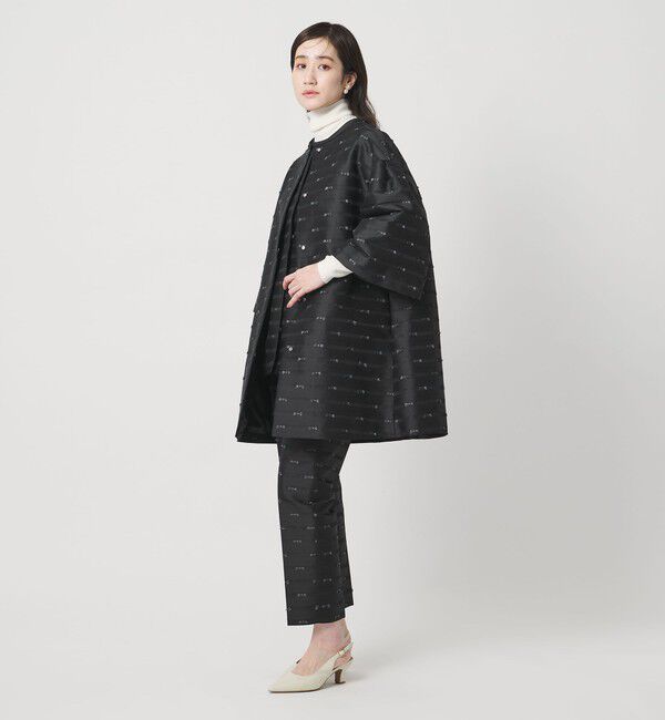 UNITED ARROWS「リボン カットジャガード コート」|ノーカラージャケット|