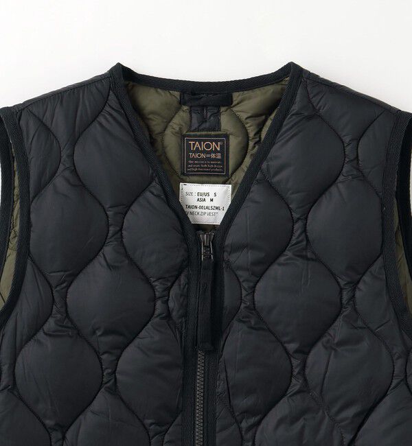 UNITED ARROWS green label relaxing「＜TAION＞ミリタリー Vネック ダブルジップ ダウンベスト」|ダウンベスト・ベスト|