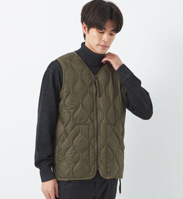 UNITED ARROWS green label relaxing「＜TAION＞ミリタリー Vネック ダブルジップ ダウンベスト」|ダウンベスト・ベスト|