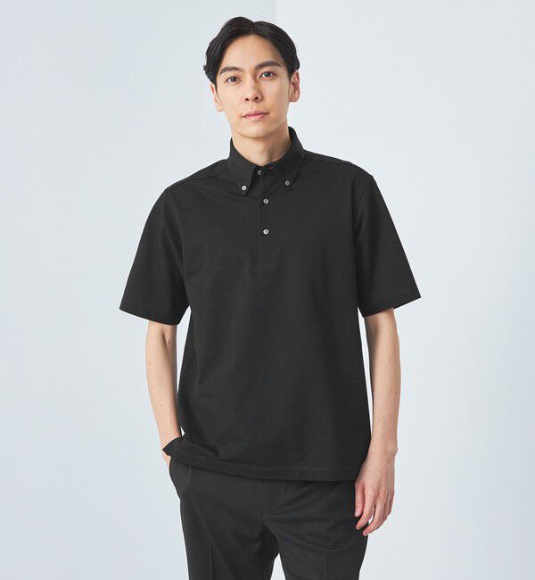 UNITED ARROWS green label relaxing「DUADRY CLEAN バーズアイ ボタンダウン ポロシャツ -吸水速乾・抗菌-」|ポロシャツ|BLACK