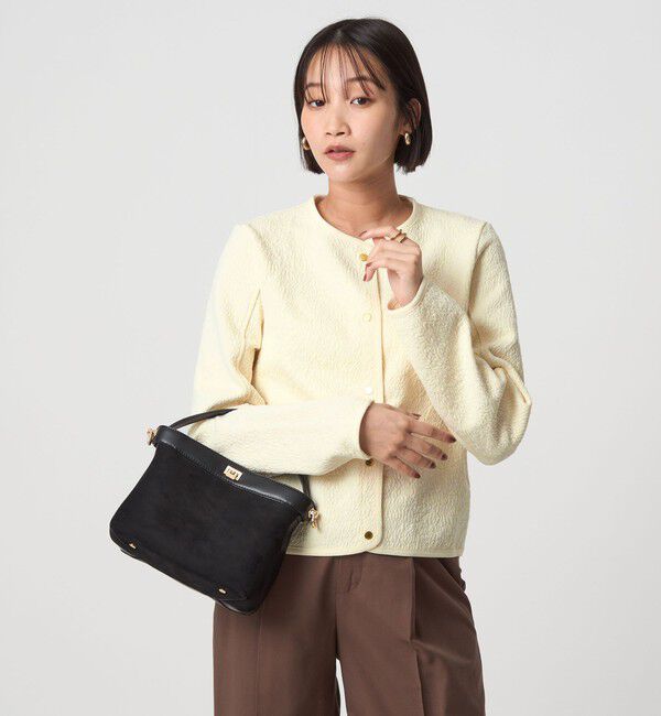 UNITED ARROWS green label relaxing「ブリスタージャカード ノーカラー カットソー カーディガン」|カーディガン|OFF WHITE