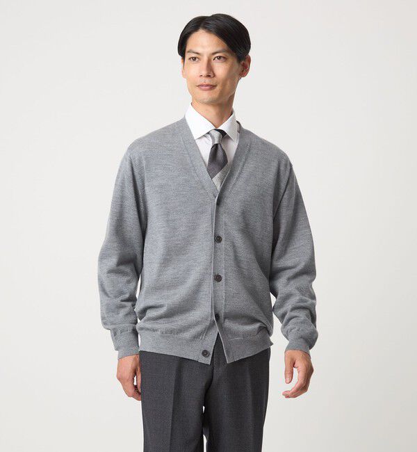UNITED ARROWS green label relaxing「Super 120's ハイゲージ ニット カーディガン」|カーディガン|MD.GRAY