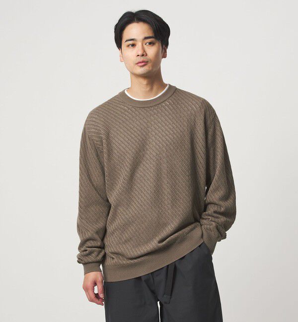 UNITED ARROWS green label relaxing「メッシュ レイヤード クルーネック ニット」|ニット・セーター|BEIGE