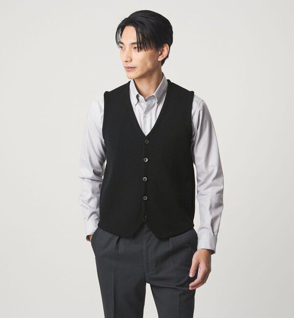 UNITED ARROWS green label relaxing「＜gim＞25F H/MLN ニット ジレ ベスト -ウォッシャブル-」|ベスト・ジレ|BLACK