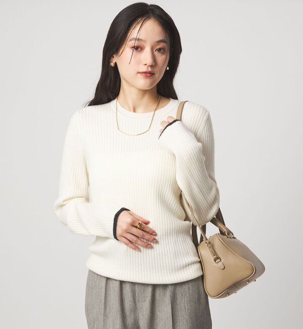 UNITED ARROWS green label relaxing「【WEB限定】＜at ease＞ソデサキ バイカラー プルオーバー ニット ウォッシャブル」|ニット・セーター|