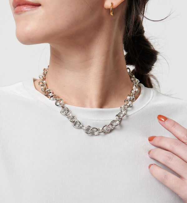 BEAUTY&YOUTH UNITED ARROWS「メタル チェーン&times;パールモチーフ ネックレス」|ネックレス|SILVER