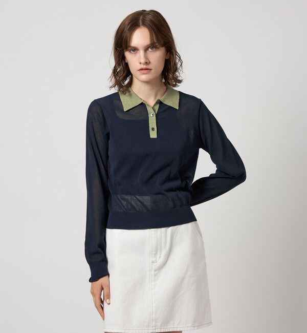 STEVEN ALAN「＜Steven Alan＞リンガー ポロニット」|ニット・セーター|NAVY