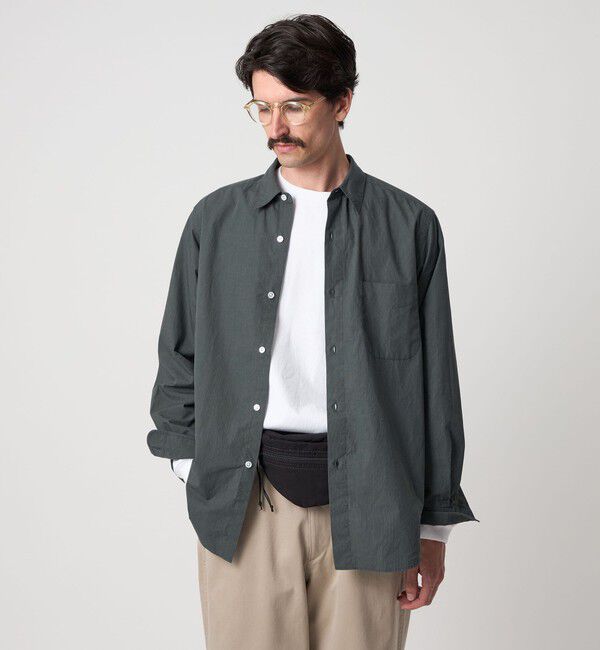STEVEN ALAN「＜Steven Alan＞ 60 コンパクトヤーン ストライプ レギュラーカラー シャツ NARROW」|シャツ・ブラウス|DK.GRAY