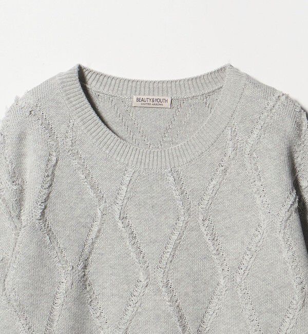 BEAUTY&YOUTH UNITED ARROWS「フリンジ パターン クルーネック ニット」|ニット・セーター|