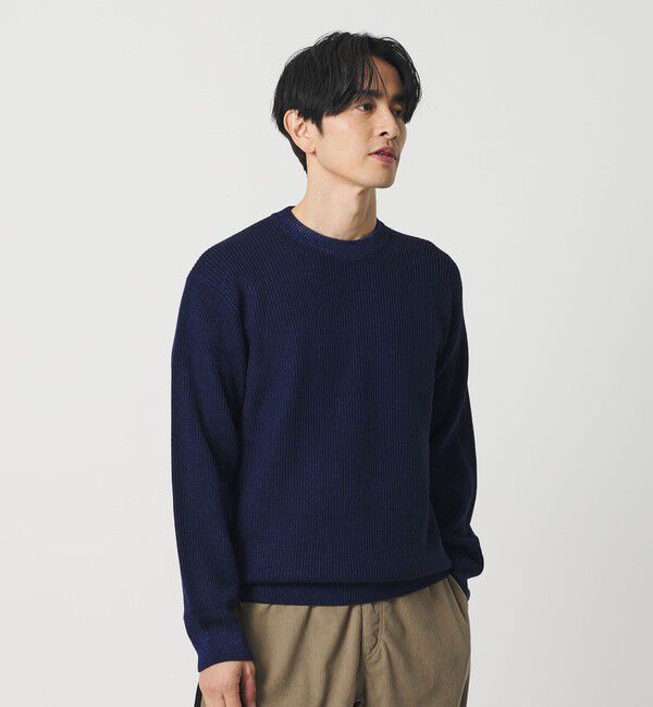 BEAUTY&YOUTH UNITED ARROWS「フェード アゼ クルーネック ニット 手洗い可能」|ニット・セーター|NAVY