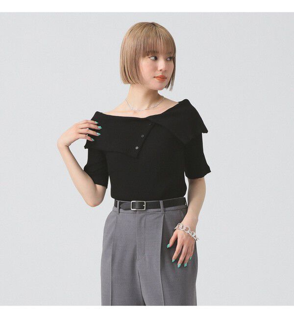 Ray BEAMS 「ビッグカラー オフショルダー Tシャツ」|Tシャツ・カットソー|