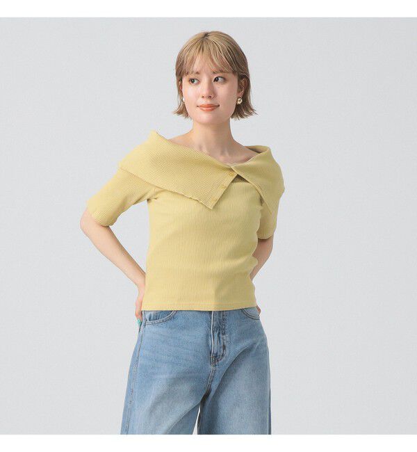 Ray BEAMS 「ビッグカラー オフショルダー Tシャツ」|Tシャツ・カットソー|YELLOW