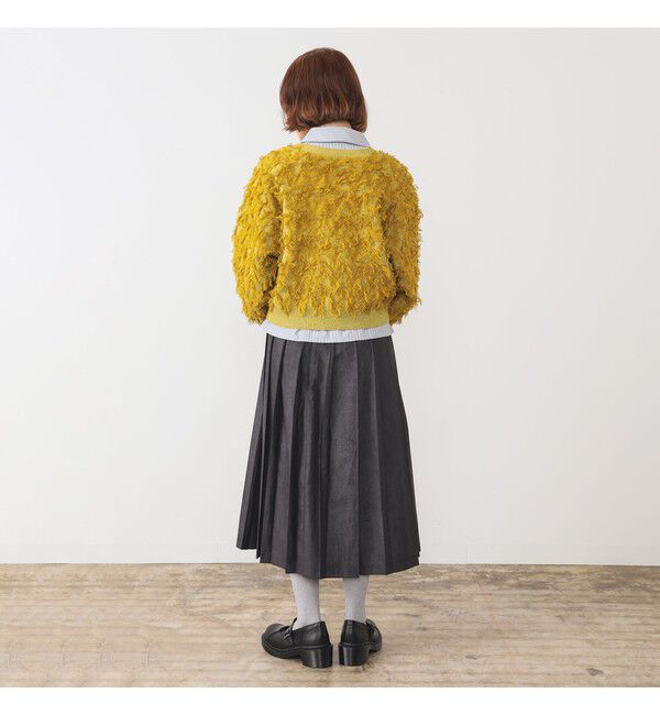 Ray BEAMS 「カット ジャカード フリンジ Vネック カーディガン」|カーディガン|