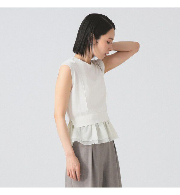 Ray BEAMS 「シアー ペプラム クルーネック ノースリーブ ニット」|ニット・セーター|