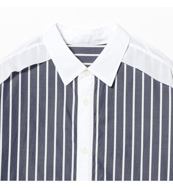 BEAMSBOY「maturely / ストライプ アンド ソリッド カットオフ ロングスリーブ シャツ」|シャツ・ブラウス|