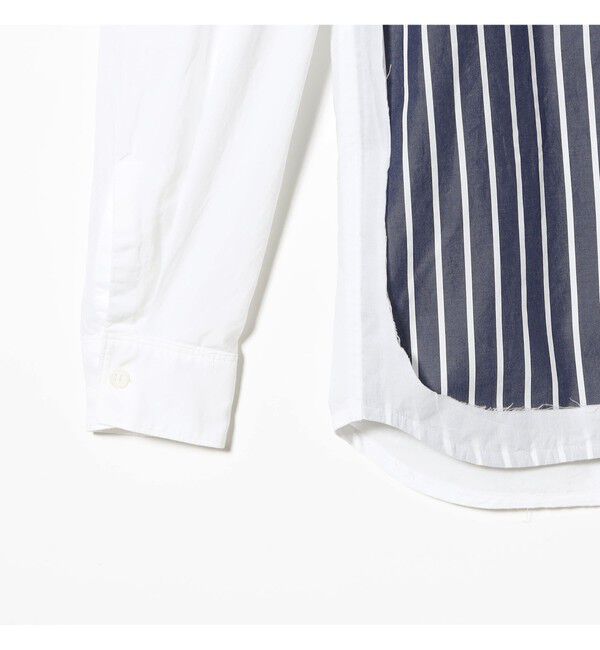 BEAMSBOY「maturely / ストライプ アンド ソリッド カットオフ ロングスリーブ シャツ」|シャツ・ブラウス|