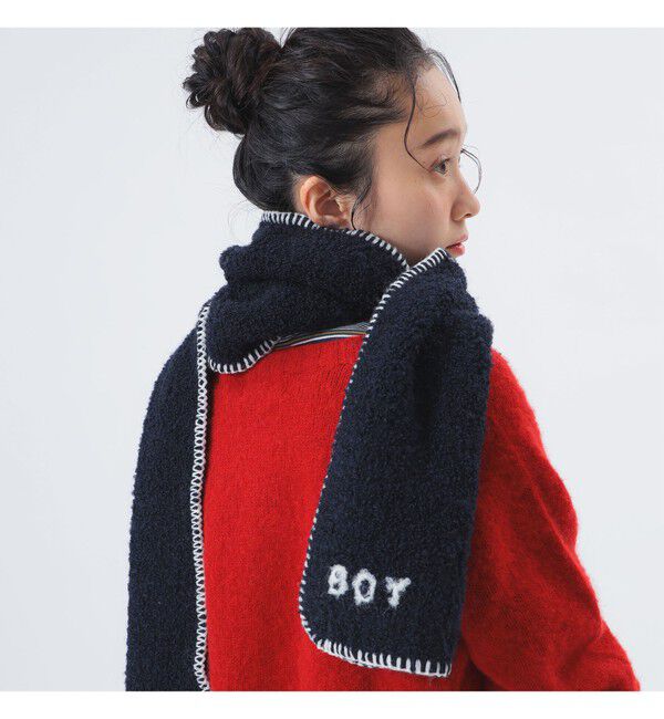BEAMSBOY「ボーイ 手刺繍 マフラー」|マフラー|NAVY