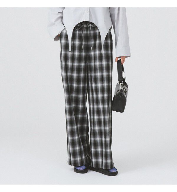 Ray BEAMS 「オンブレチェック ワイド パンツ」|チノ|