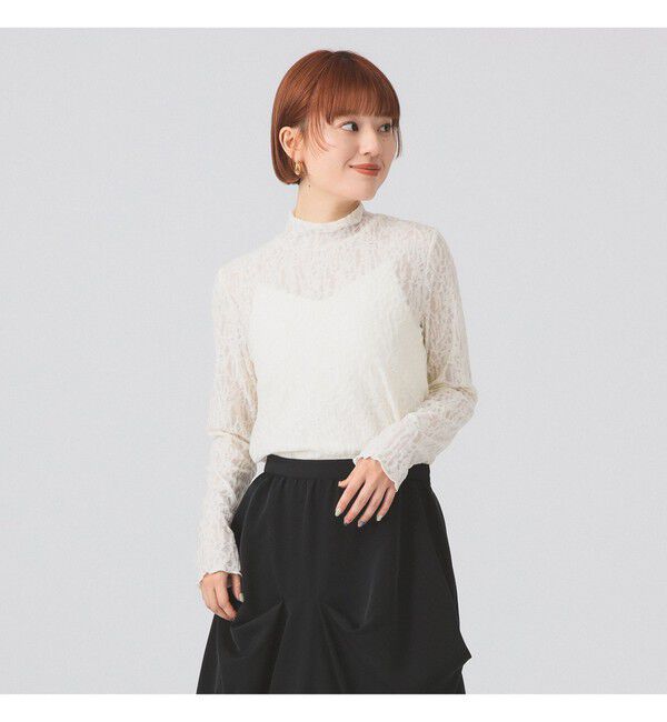 Ray BEAMS 「レース ジャガード ハイネック トップス」|Tシャツ・カットソー|OFF_WHITE