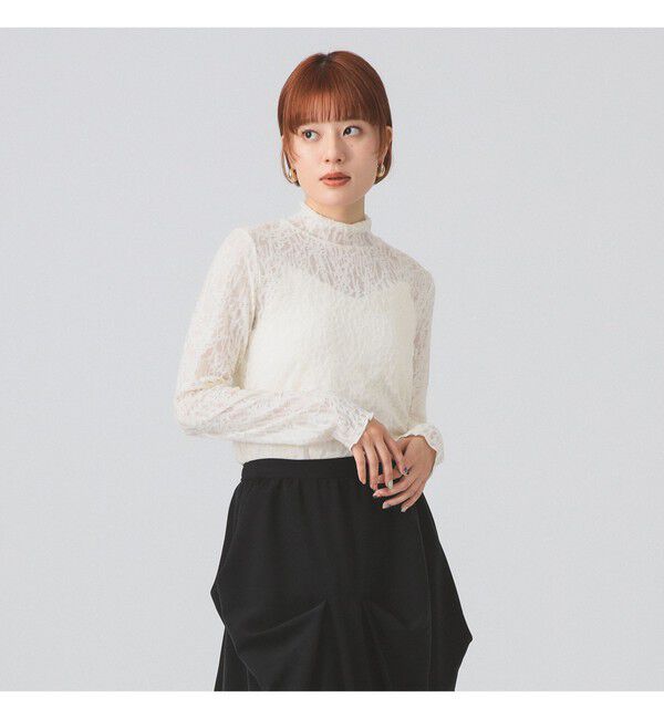 Ray BEAMS 「レース ジャガード ハイネック トップス」|Tシャツ・カットソー|