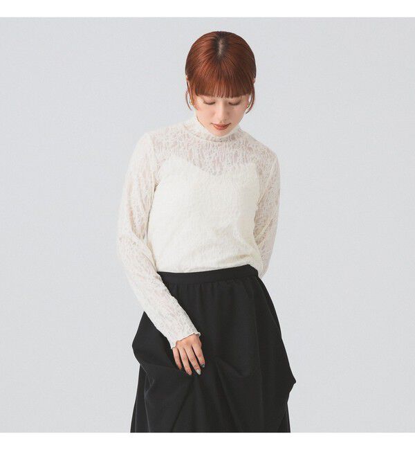 Ray BEAMS 「レース ジャガード ハイネック トップス」|Tシャツ・カットソー|