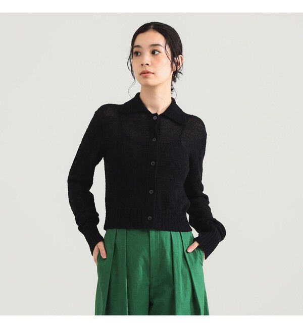 Demi-Luxe BEAMS 「AK+1 / ポロカラーショート カーディガン」|ニット・セーター|BLACK
