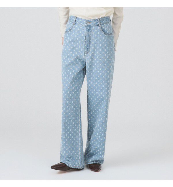 Ray BEAMS 「ジャカード デニム ストレート パンツ」|デニム|