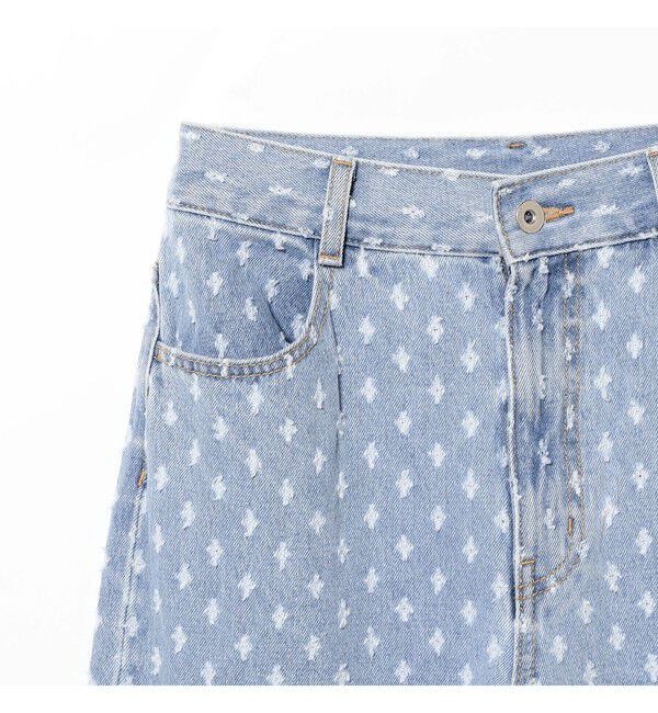 Ray BEAMS 「ジャカード デニム ストレート パンツ」|デニム|