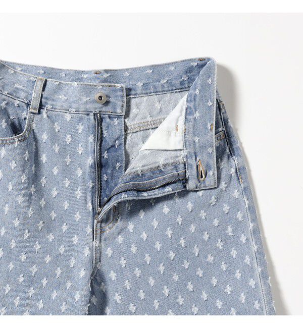 Ray BEAMS 「ジャカード デニム ストレート パンツ」|デニム|