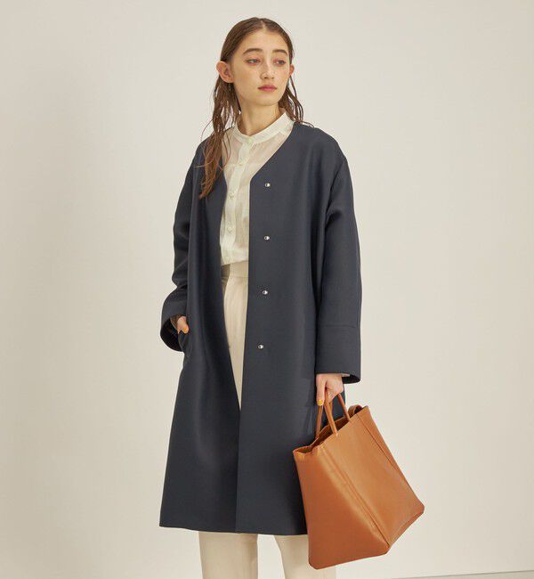 SHIPS for women「トリプルクロス ノーカラー コート◇」|ノーカラーコート|