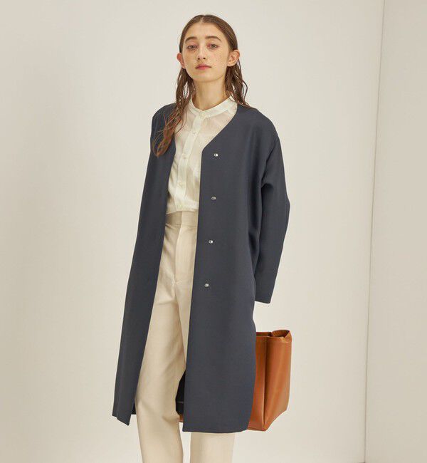SHIPS for women「トリプルクロス ノーカラー コート◇」|ノーカラーコート|