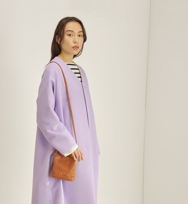 SHIPS for women「トリプルクロス ノーカラー コート◇」|ノーカラーコート|パープル