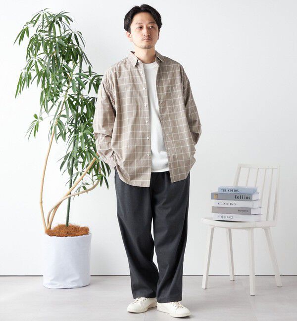 SHIPS any「SHIPS any: オーバーサイズ レギュラーカラー チェック／ストライプ 長袖 シャツ◇」|シャツ・ブラウス|