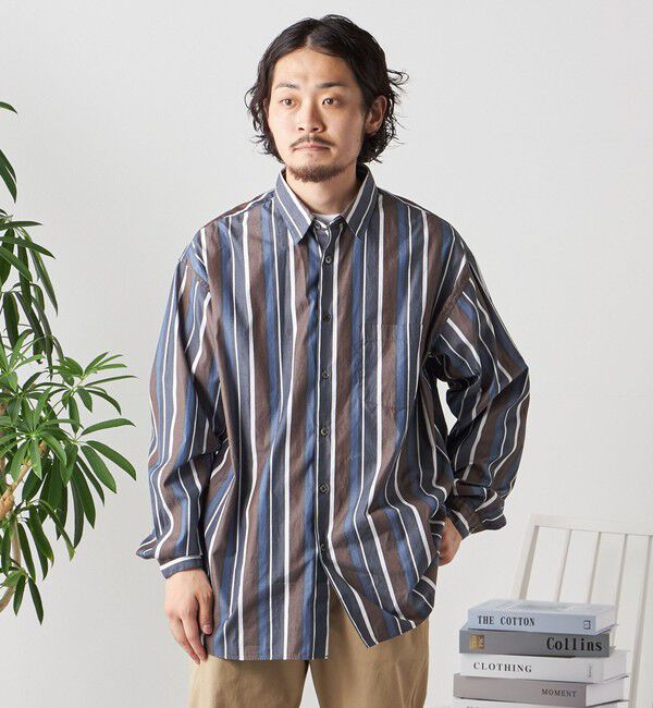 SHIPS any「SHIPS any: オーバーサイズ レギュラーカラー チェック／ストライプ 長袖 シャツ◇」|シャツ・ブラウス|