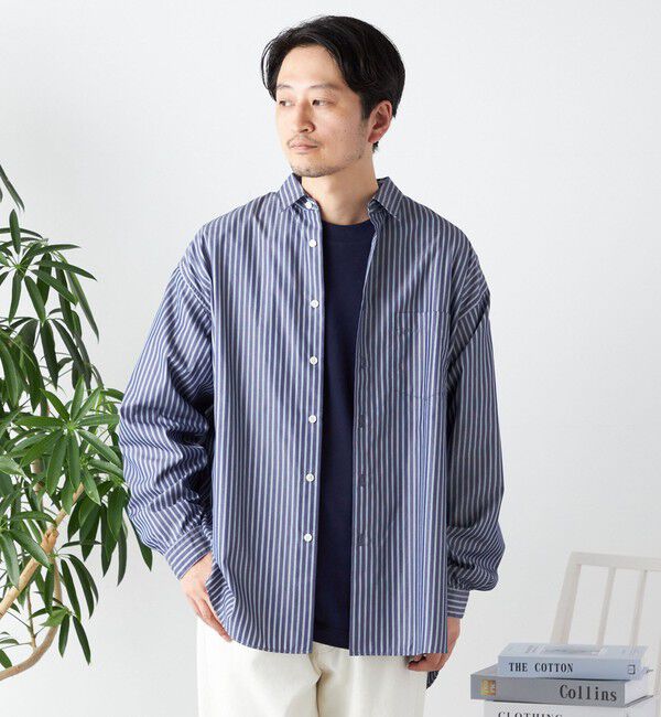 SHIPS any「SHIPS any: オーバーサイズ レギュラーカラー チェック／ストライプ 長袖 シャツ◇」|シャツ・ブラウス|