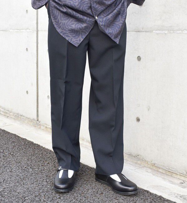 SHIPS any「SHIPS any: 〈洗濯機可能〉ウールライク ノープリーツ ワイド ストレート パンツ◇」|スラックス|ネイビー