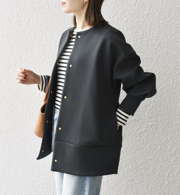 SHIPS any「SHIPS any:〈洗濯機可能〉ダブルジャージー ノーカラー コート」|ノーカラージャケット|