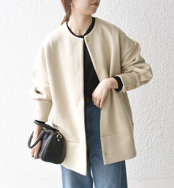 SHIPS any「SHIPS any:〈洗濯機可能〉ダブルジャージー ノーカラー コート」|ノーカラージャケット|