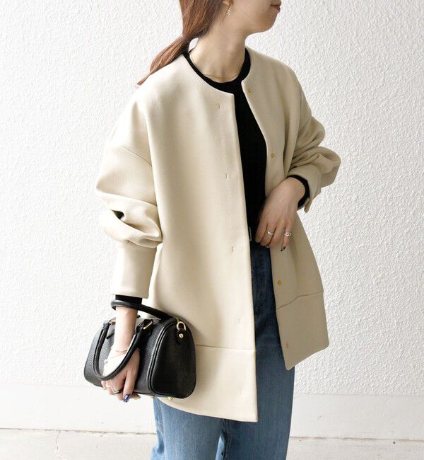 SHIPS any「SHIPS any:〈洗濯機可能〉ダブルジャージー ノーカラー コート」|ノーカラージャケット|