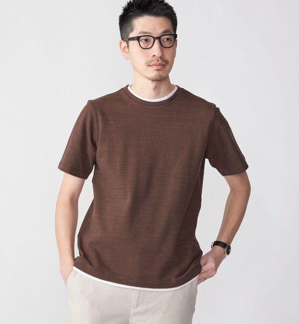 SHIPS「SHIPS: フェイクレイヤード ピケ クルーネック Tシャツ」|Tシャツ・カットソー|