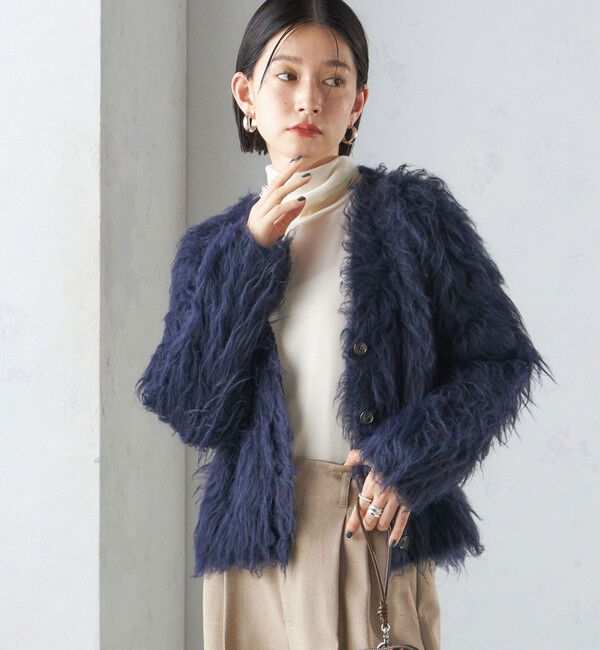 SHIPS for women「〈手洗い可能〉シャギー ファー カーディガン」|カーディガン|ネイビー