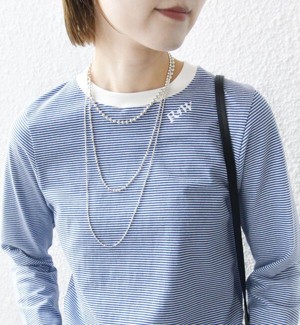 SHIPS for women「【WEB限定】〈洗濯機可能〉刺繍 デザイン ボーダー リンガー TEE」|Tシャツ・カットソー|ブルー