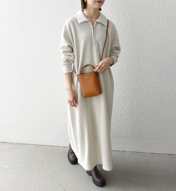 SHIPS any「SHIPS any:〈洗濯機可能〉USA コットン 裏起毛 ハーフジップ ワンピース」|ワンピース|