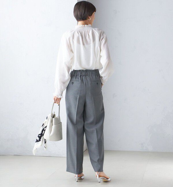 SHIPS for women「〈洗濯機可能〉シャーリング ネック 長袖 ブラウス」|シャツ・ブラウス|