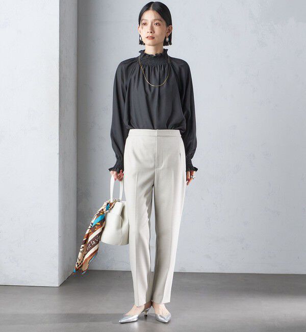 SHIPS for women「〈洗濯機可能〉シャーリング ネック 長袖 ブラウス」|シャツ・ブラウス|