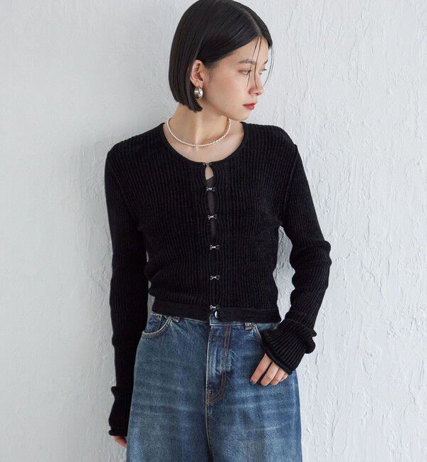 SHIPS for women「Wai＋:〈手洗い可能〉1/18ホック付 カーディガン」|カーディガン|ブラック
